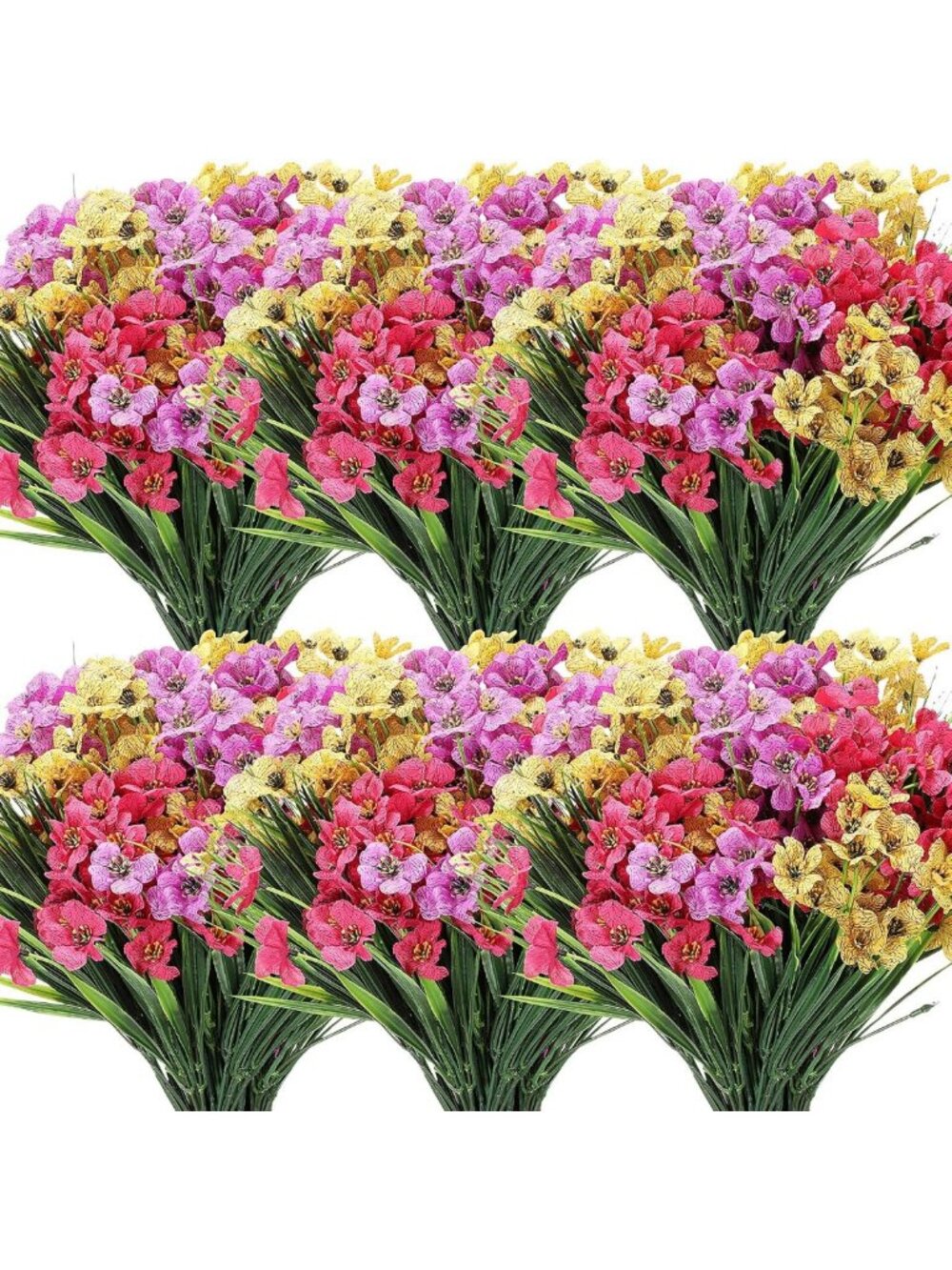 100 Bundles UV Resistant Violet Faux Flowers for Outdoor Decor & Garden Use